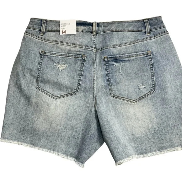 Lane Bryant Jean Midrise Shorts White Applique Lace Detail NWT Size 14 - Picture 5 of 8